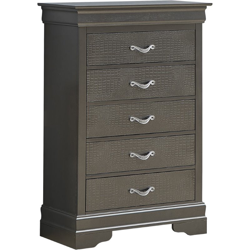 Glory Furniture Lorana 5-Drawers Bedroom Chest in Charcoal