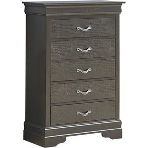 Glory Furniture Lorana 5-Drawers Bedroom Chest in Charcoal