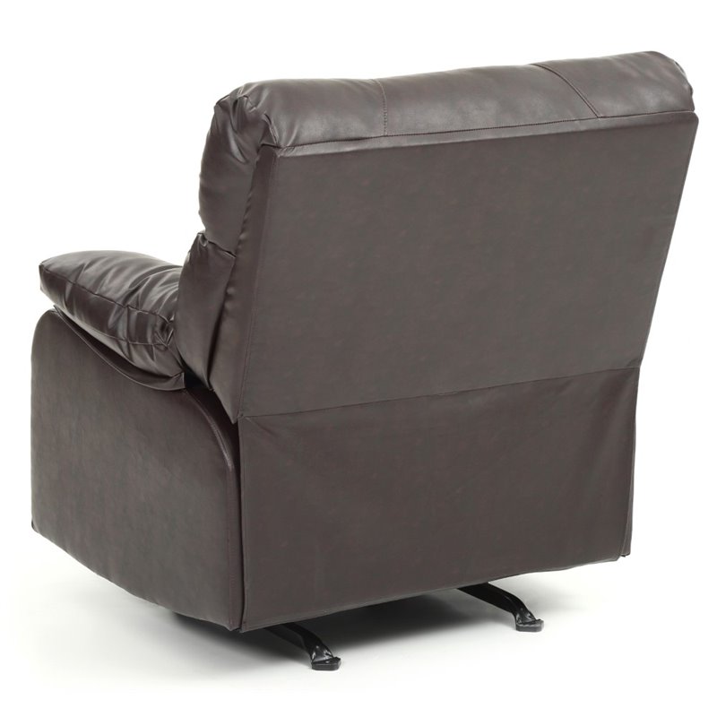 Glory Furniture Manny Faux Leather Rocker Recliner in Dark Brown