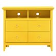 Glory Furniture Hammond Wood Veneer 4-Drawer TV Stand in Yellow