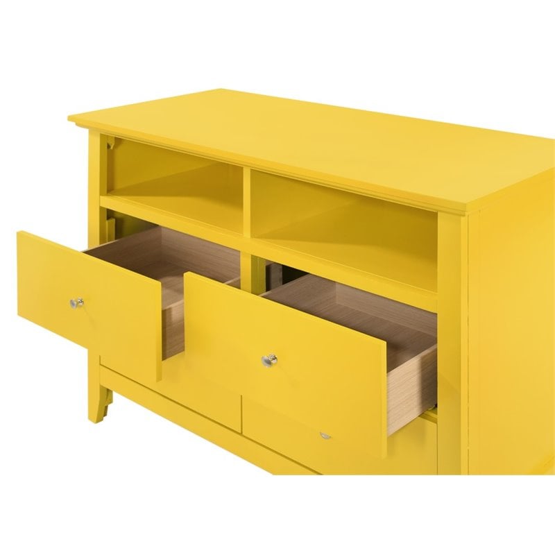 Glory Furniture Hammond Wood Veneer 4-Drawer TV Stand in Yellow
