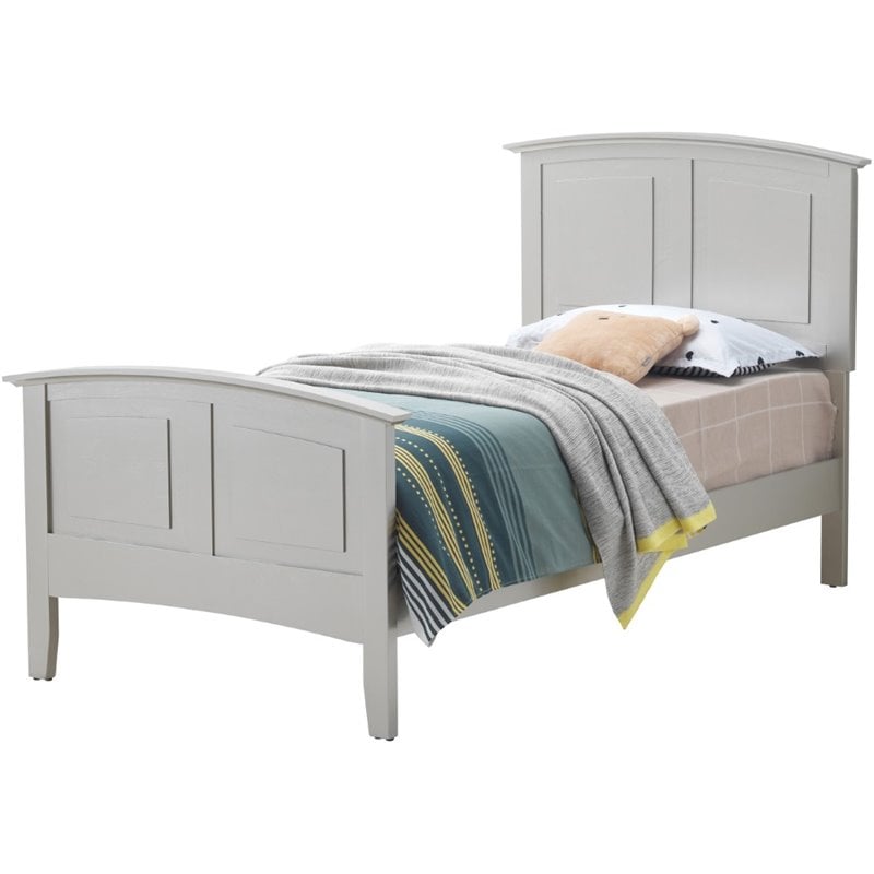 Glory Furniture Hammond Wood Veneers Twin Panel Bed in Silver Champagne