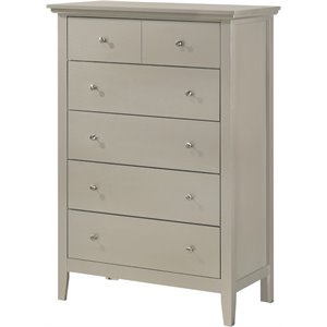 Glory Furniture Hammond Wood Veneer 5-Drawer Chest in Silver Champagne