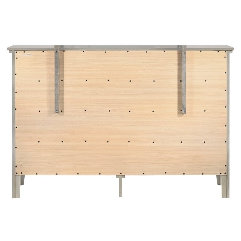 Glory Furniture Hammond Wood Veneer 8-Drawer Bedroom Dresser in Silver Champagne
