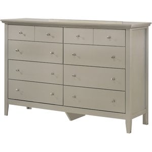 Glory Furniture Hammond Wood Veneer 8-Drawer Bedroom Dresser in Silver Champagne