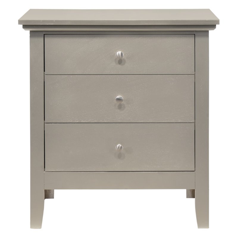 Glory Furniture Hammond 3 Drawer Nightstand in Silver Champagne