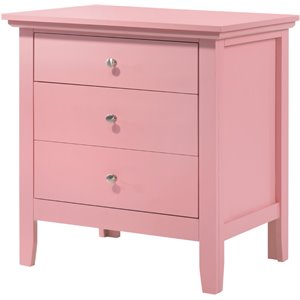 Glory Furniture Hammond 3 Drawer Nightstand in Pink