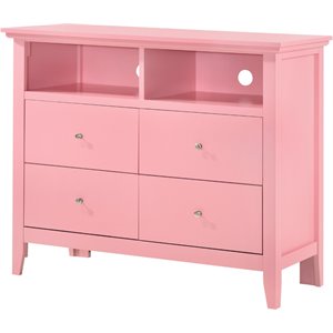 Glory Furniture Hammond 4 Drawer TV Stand in Pink