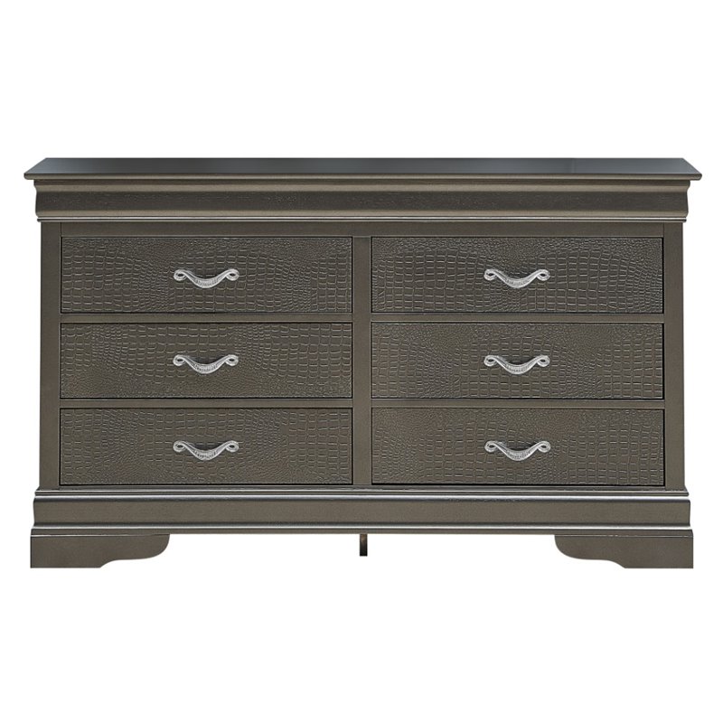 Glory Furniture Lorana 6-Drawers Bedroom Dresser in Charcoal
