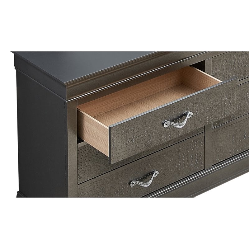 Glory Furniture Lorana 6-Drawers Bedroom Dresser in Charcoal