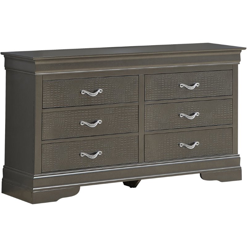 Glory Furniture Lorana 6-Drawers Bedroom Dresser in Charcoal