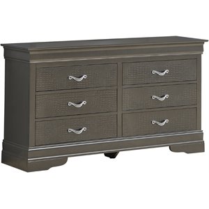 Glory Furniture Lorana 6-Drawers Bedroom Dresser in Charcoal