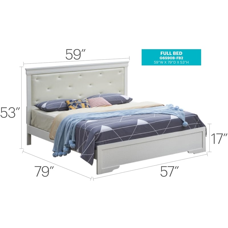 Glory Furniture Lorana Full Sleigh Bed in Pearl White