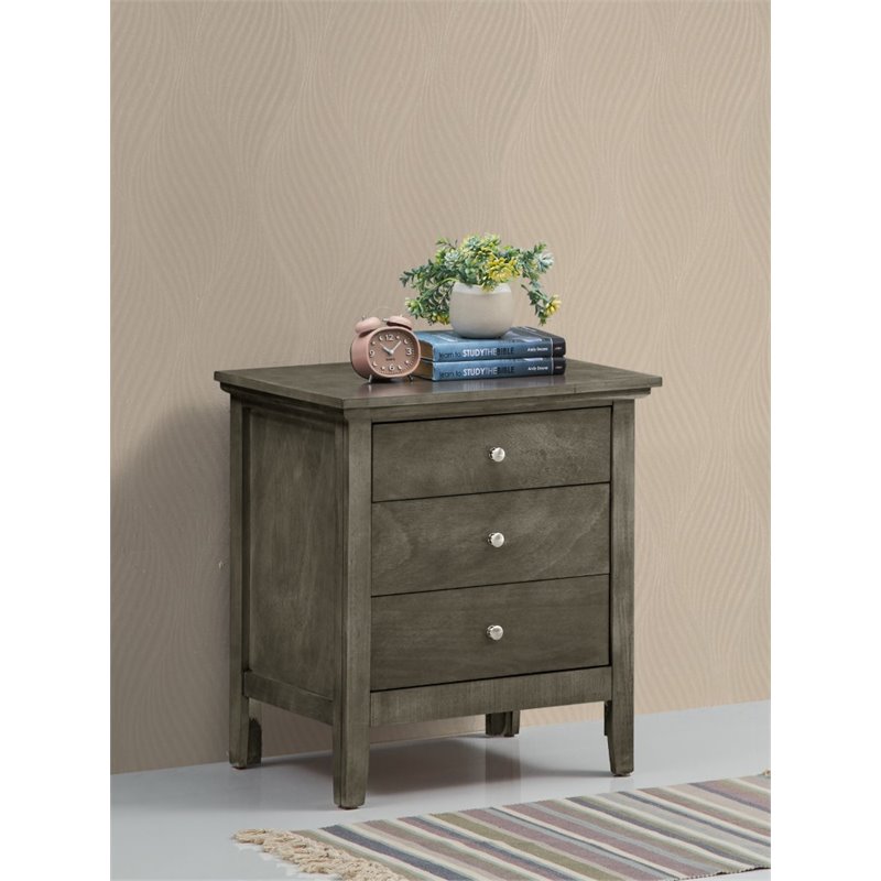 Glory Furniture Hammond 3 Drawer Nightstand in Gray