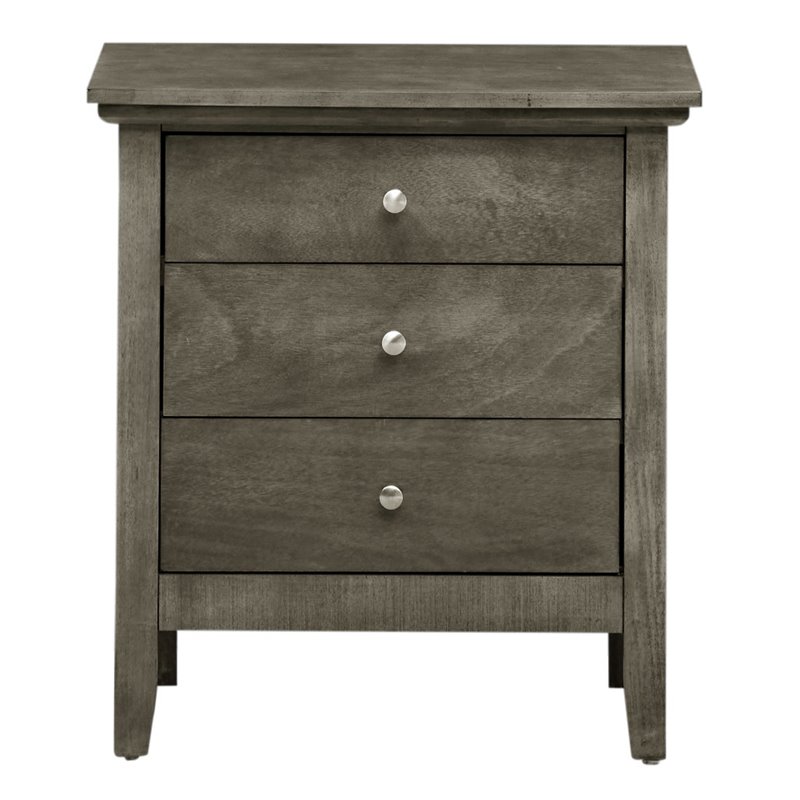 Glory Furniture Hammond 3 Drawer Nightstand in Gray