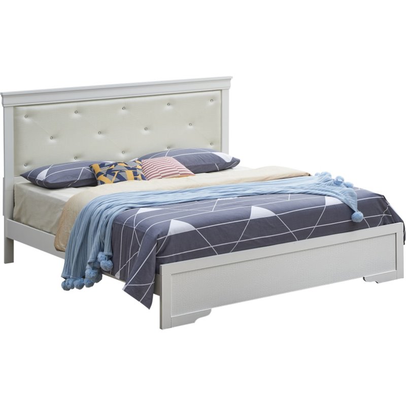 Glory Furniture Lorana King Sleigh Bed in Pearl White