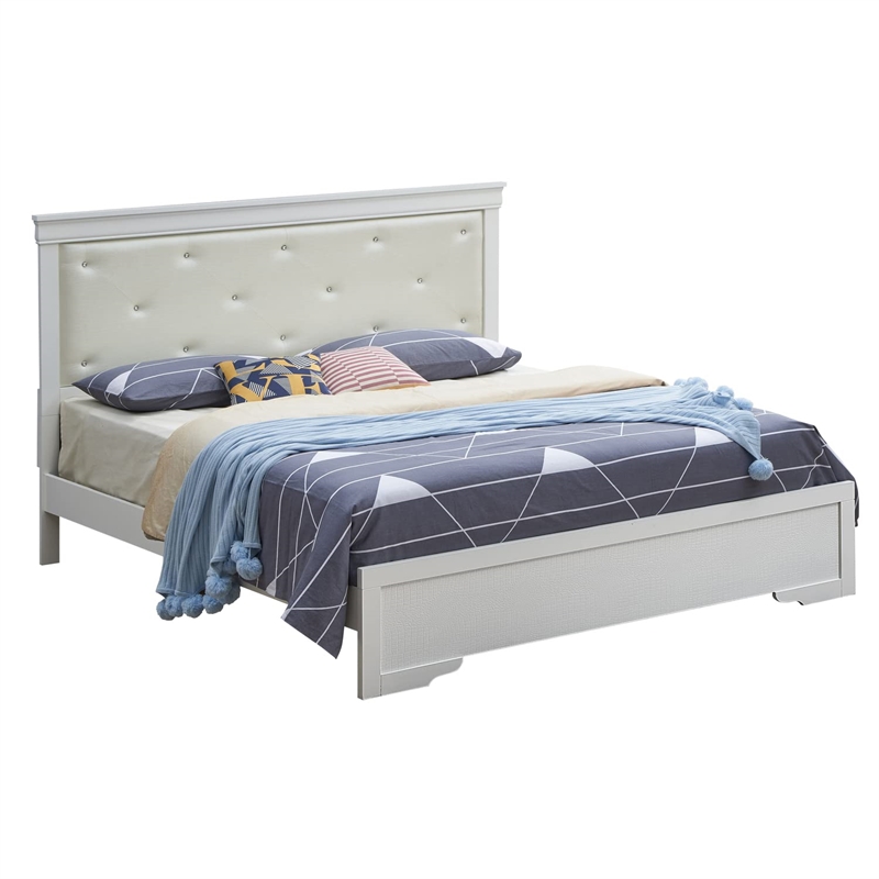 Glory Furniture Lorana Queen Sleigh Bed in Pearl White