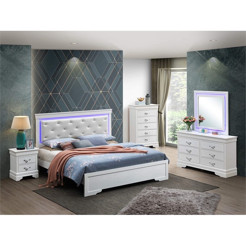 Glory Furniture Lorana Queen Sleigh Bed in Pearl White