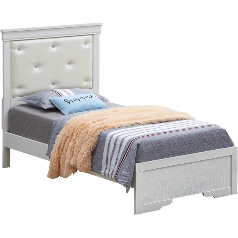 Glory Furniture Lorana Twin Sleigh Bed in Pearl White