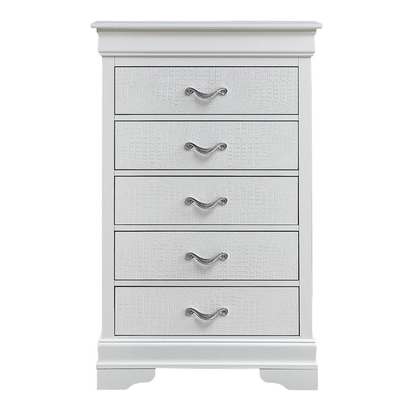 Glory Furniture Lorana 5-Drawers Bedroom Chest in Pearl White