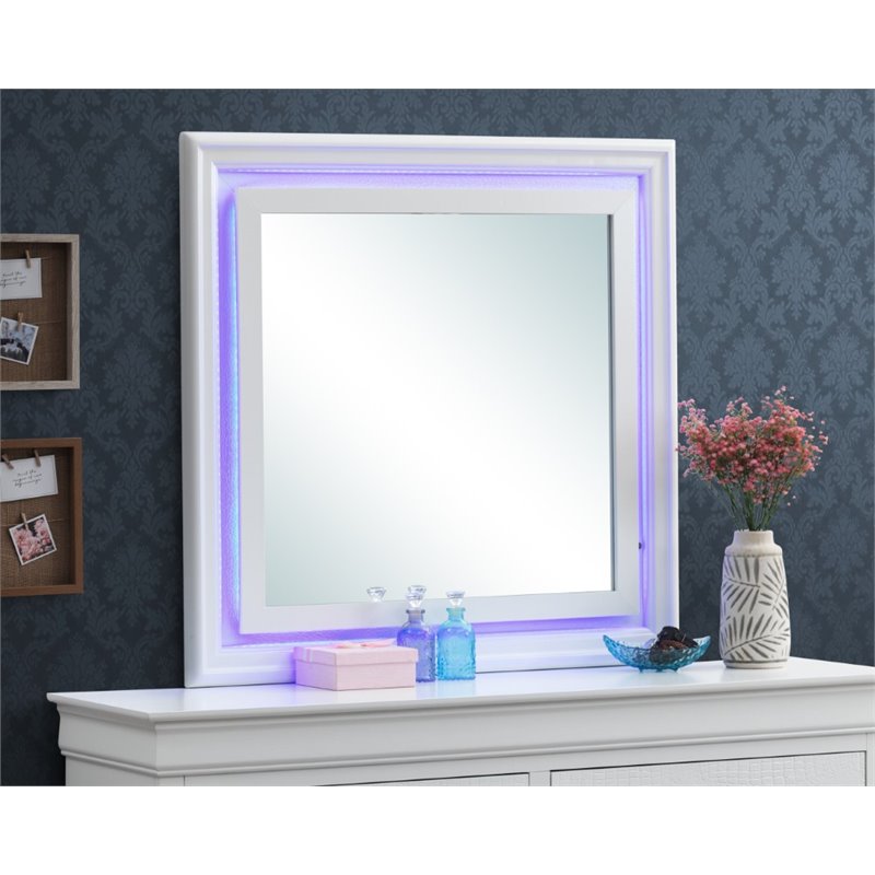 Glory Furniture Lorana Mirror in Pearl White