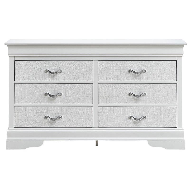Glory Furniture Lorana 6-Drawers Bedroom Dresser in Pearl White
