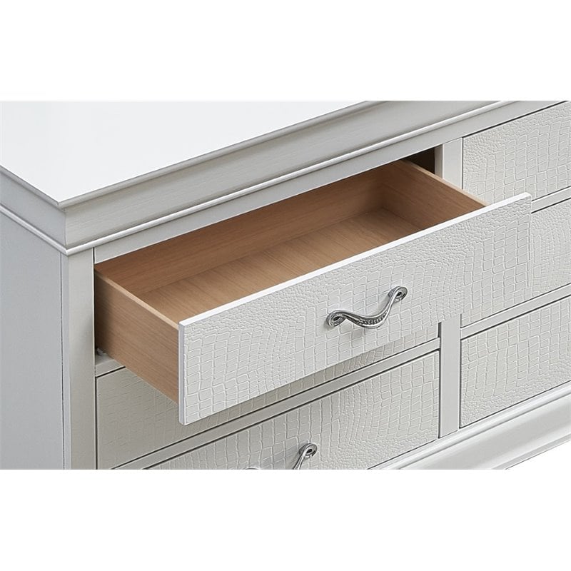 Glory Furniture Lorana 6-Drawers Bedroom Dresser in Pearl White