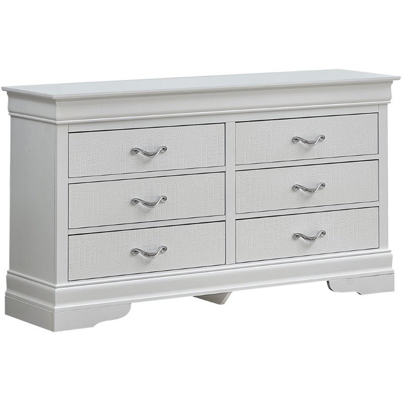 Glory Furniture Lorana 6-Drawers Bedroom Dresser in Pearl White