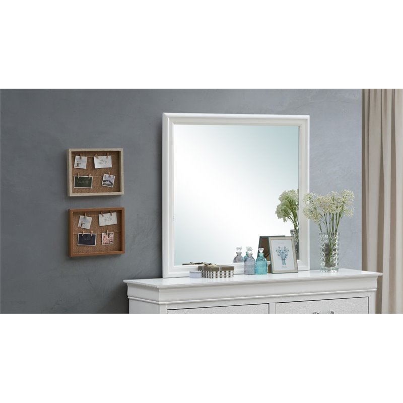 Glory Furniture Lorana Mirror in Pearl White