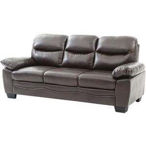 glory furniture marta faux leather sofa in dark brown