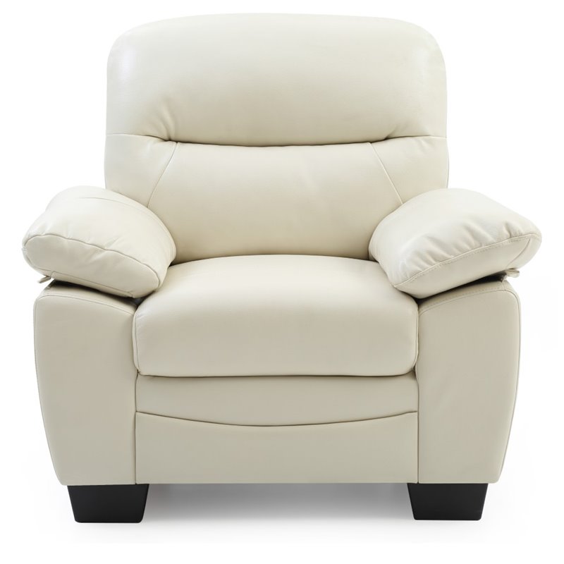 Glory Furniture Marta Faux Leather Chair in Pearl