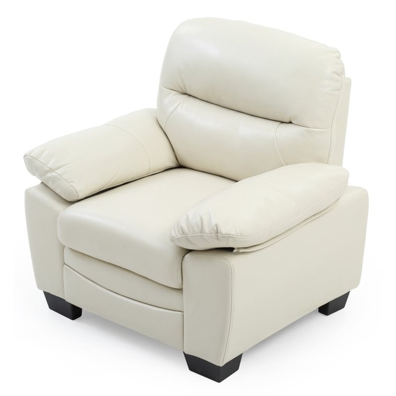 Glory Furniture Marta Faux Leather Chair in Pearl