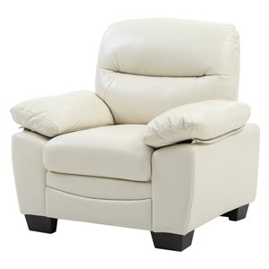 glory furniture marta faux leather chair in pearl