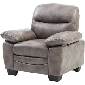 glory furniture marta faux leather chair in gray