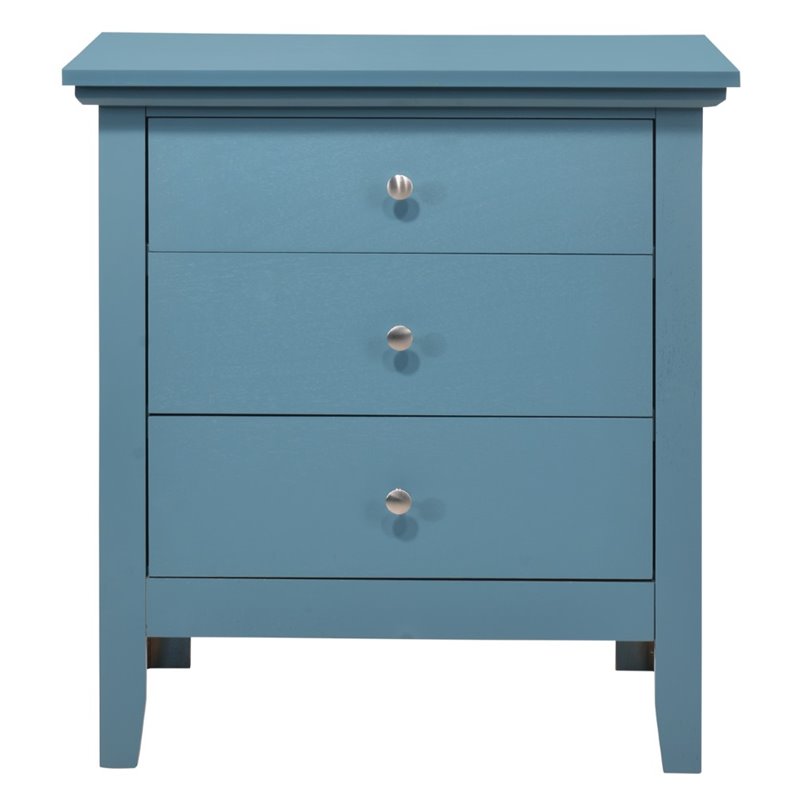 Glory Furniture Hammond 3 Drawer Nightstand in Teal Blue