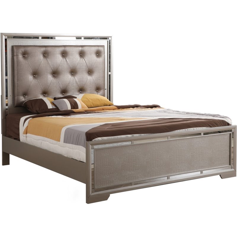 Glory Furniture Alana Full Bed in Silver Champagne