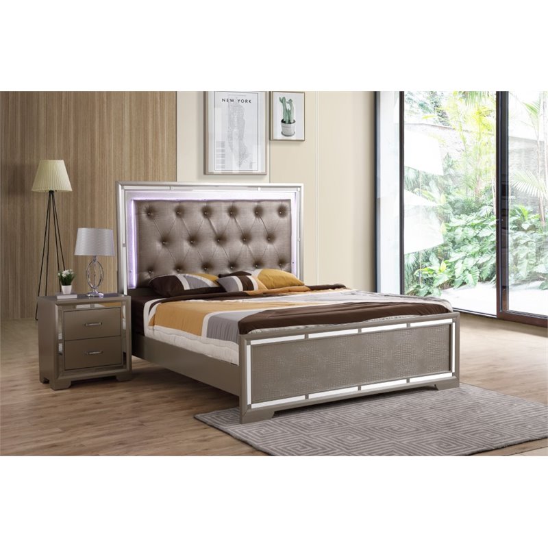 Glory Furniture Alana King Bed in Silver Champagne