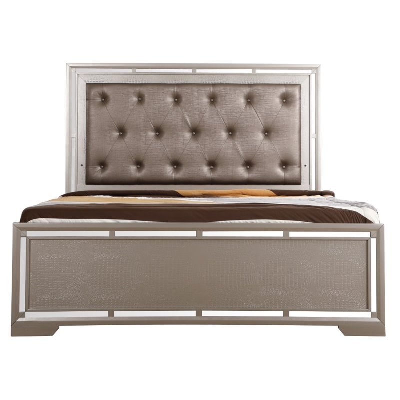 Glory Furniture Alana King Bed in Silver Champagne