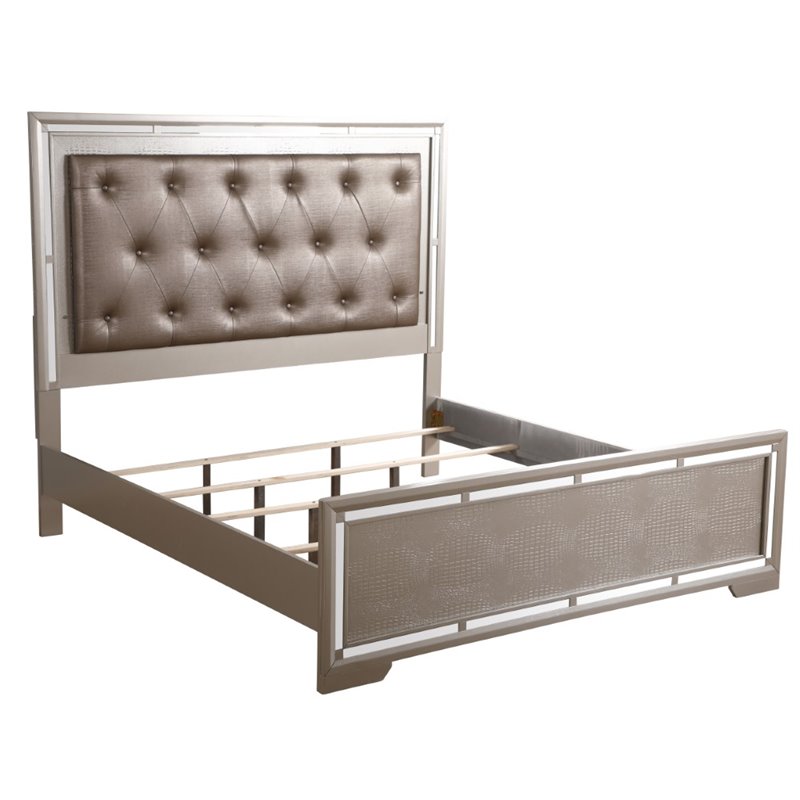 Glory Furniture Alana King Bed in Silver Champagne