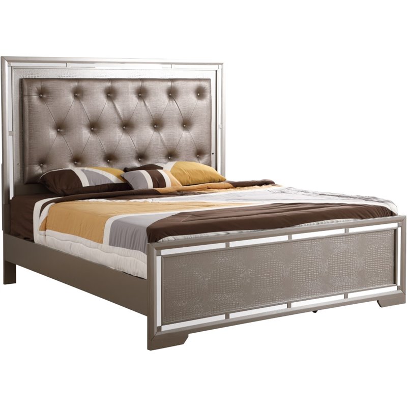 Glory Furniture Alana King Bed in Silver Champagne