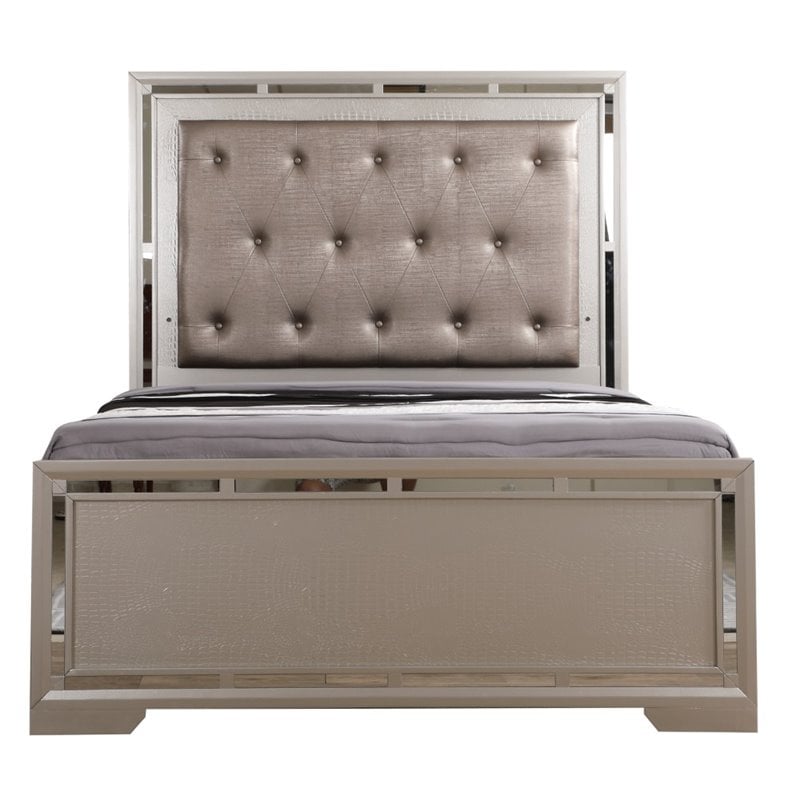 Glory Furniture Alana Queen Bed in Silver Champagne