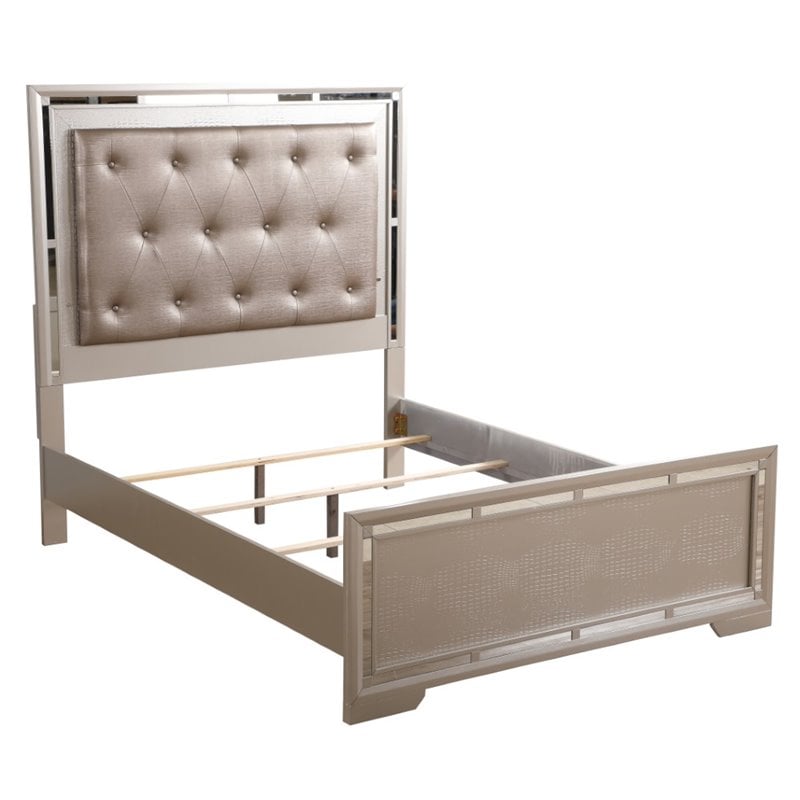 Glory Furniture Alana Queen Bed in Silver Champagne