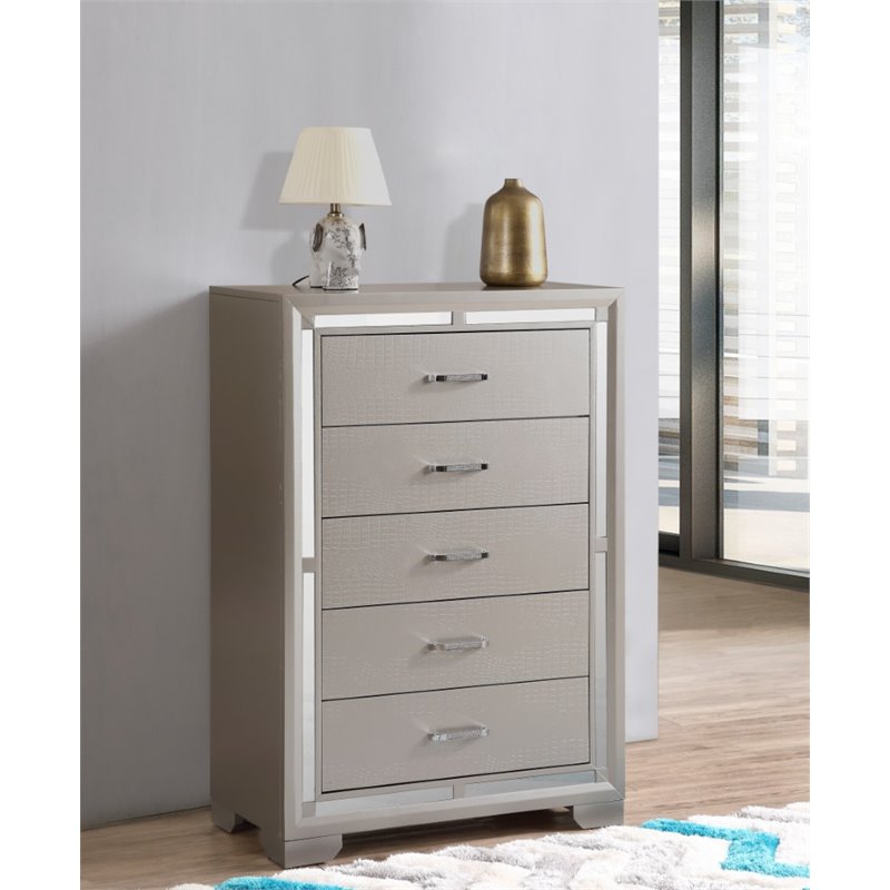 Glory Furniture Alana Chest in Silver Champagne