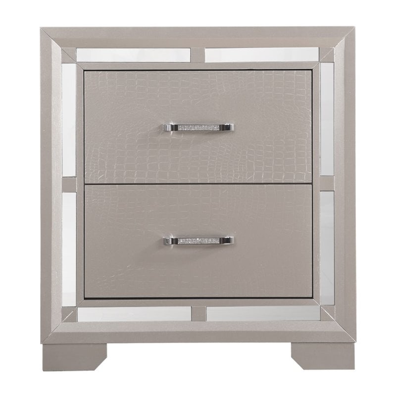 Glory Furniture Alana Nightstand in Silver Champagne