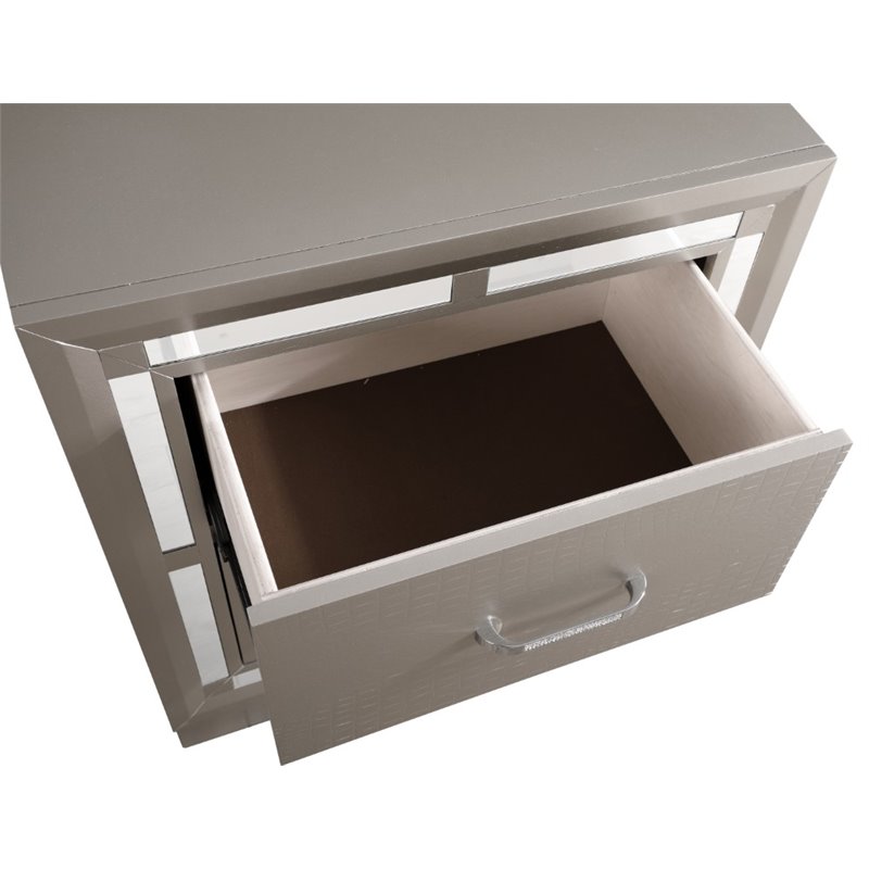 Glory Furniture Alana Nightstand in Silver Champagne