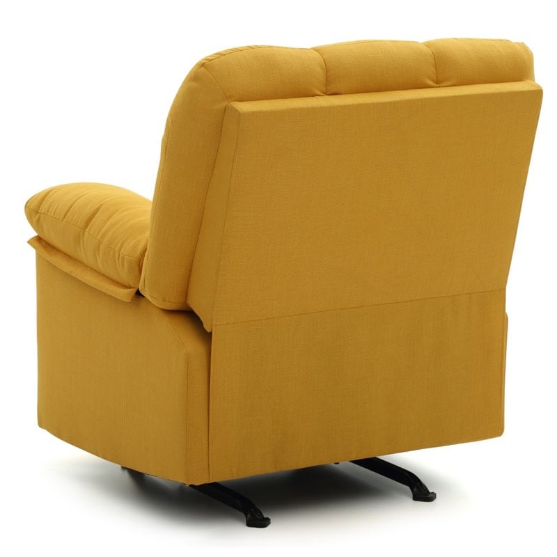 Glory Furniture Cindy Twill Fabric Rocker Recliner in Yellow