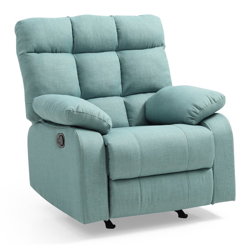 Glory Furniture Cindy Twill Fabric Rocker Recliner in Teal