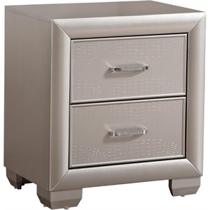 glory furniture kat 2 drawer nightstand in silver champagne