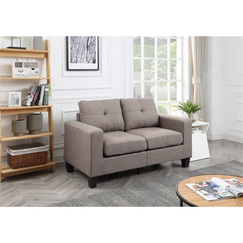Glory Furniture Newbury Twill Fabric Modular Loveseat in Gray