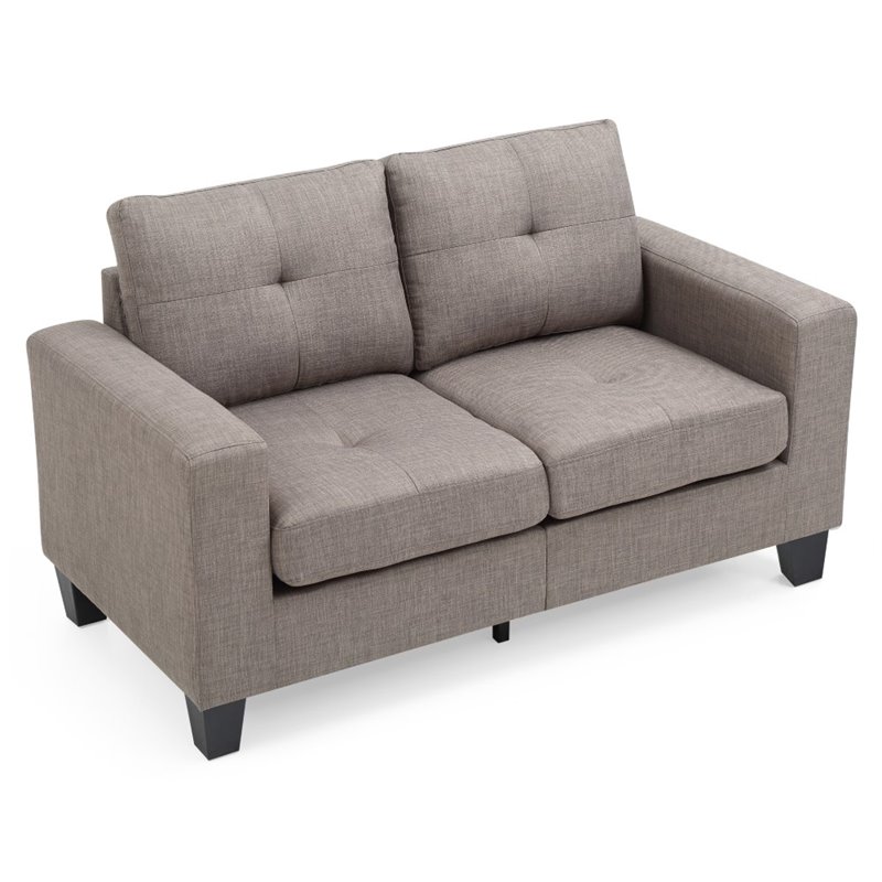 Glory Furniture Newbury Twill Fabric Modular Loveseat in Gray